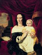 Ferdinand bol Portrait of Johana de Geer-Trip with daughter. oil painting on canvas